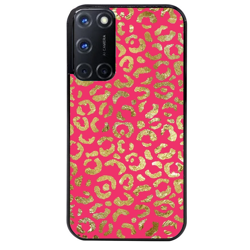 Coque noire taperso pour OPPO Reno 8 LITE avec motif leopard fuschia protection antichoc personnalisée