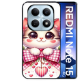 Coque noire taperso pour Redmi Note 15 et PRO PLUS 4G 5G avec motif chat noeud et coeur protection antichoc personnalisée