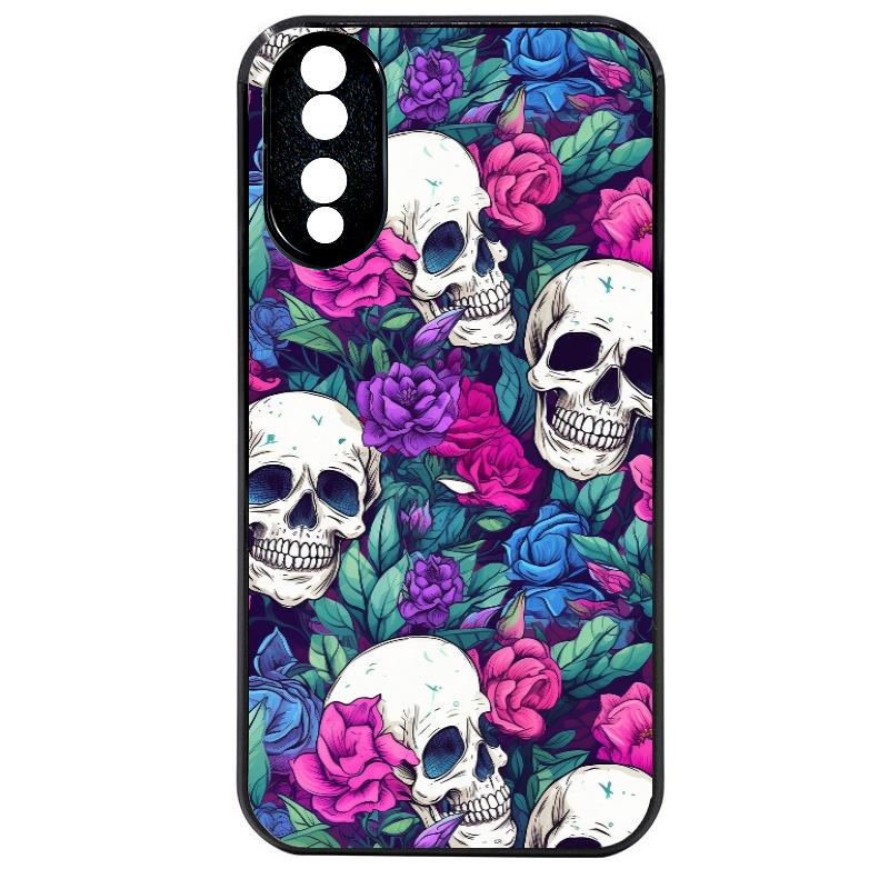 Coque noire taperso pour Honor 70 LITE 90 et LITE avec motif tete de mort violet protection antichoc personnalisée