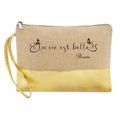 Pochette la vie est belle papillon en jute et doré en jute et doré