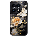 Coque noire taperso pour OnePlus 11 et 12 avec motif fleur blanche protection antichoc personnalisée