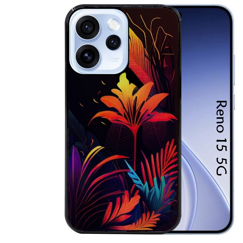 Coque noire taperso pour OPPO Reno 15 et F FS 5G avec motif tropical jaune protection antichoc personnalisée