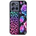 Coque noire taperso pour Moto Edge 60 et Neo Fusion Pro avec motif leopard et fleur protection antichoc personnalisée