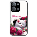 Coque noire taperso pour POCO C85 avec motif chat fleurs personnalisee protection antichoc personnalisée