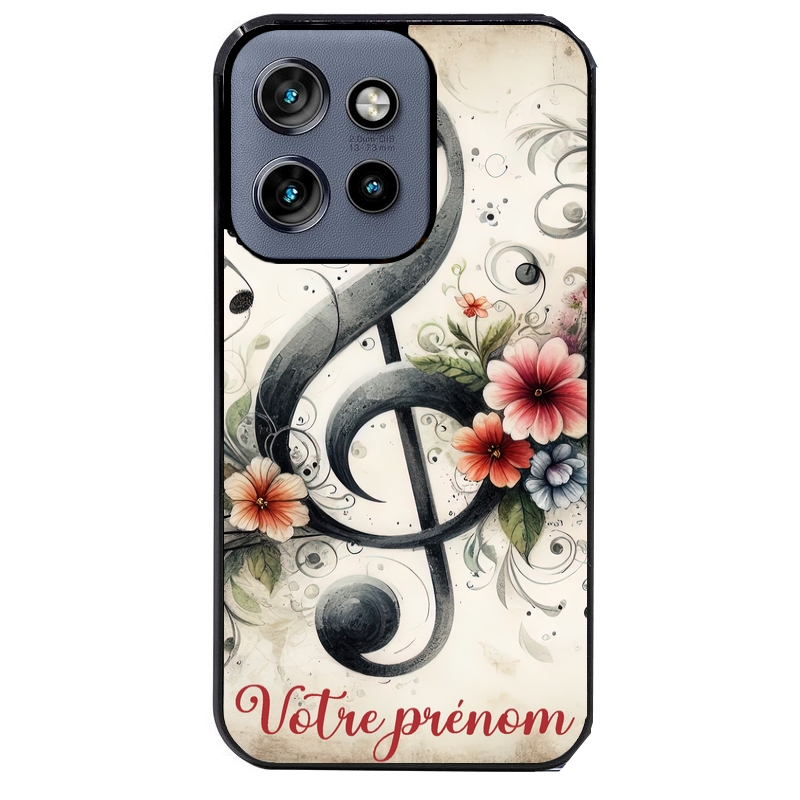 Coque noire taperso pour Moto Edge 60 et Neo Fusion Pro avec motif musique cle sol personnalisee protection antichoc personnalisée