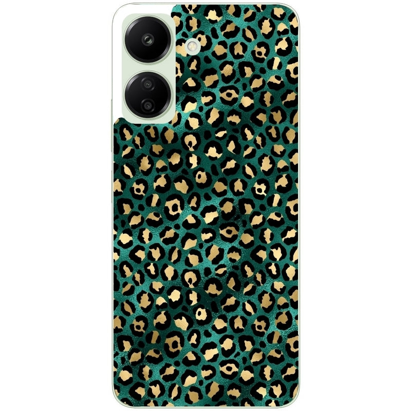 Coque taperso pour POCO C65 4G avec motif leopard vert protection antichoc personnalisée