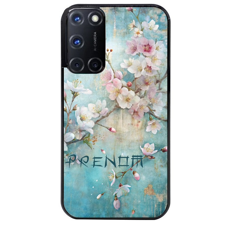 Coque noire taperso pour OPPO A72 4G avec motif fleur sakura personnalisee protection antichoc personnalisée