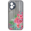 Coque noire taperso pour Honor 400 et Lite Pro Smart avec motif bois gris et fleur rose protection antichoc personnalisée