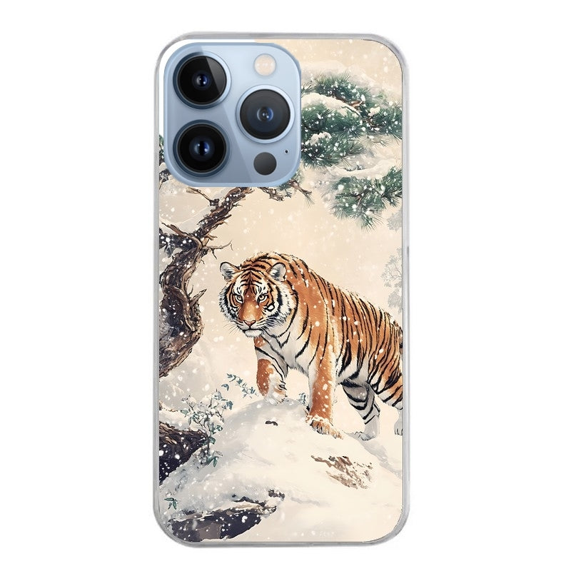 Coque taperso pour Iphone 15 et PRO PLUS PRO MAX avec motif tigre bonzai protection antichoc personnalisée