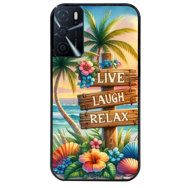 Coque noire taperso pour OPPO A16 et A16S avec motif tropical vacances protection antichoc personnalisée