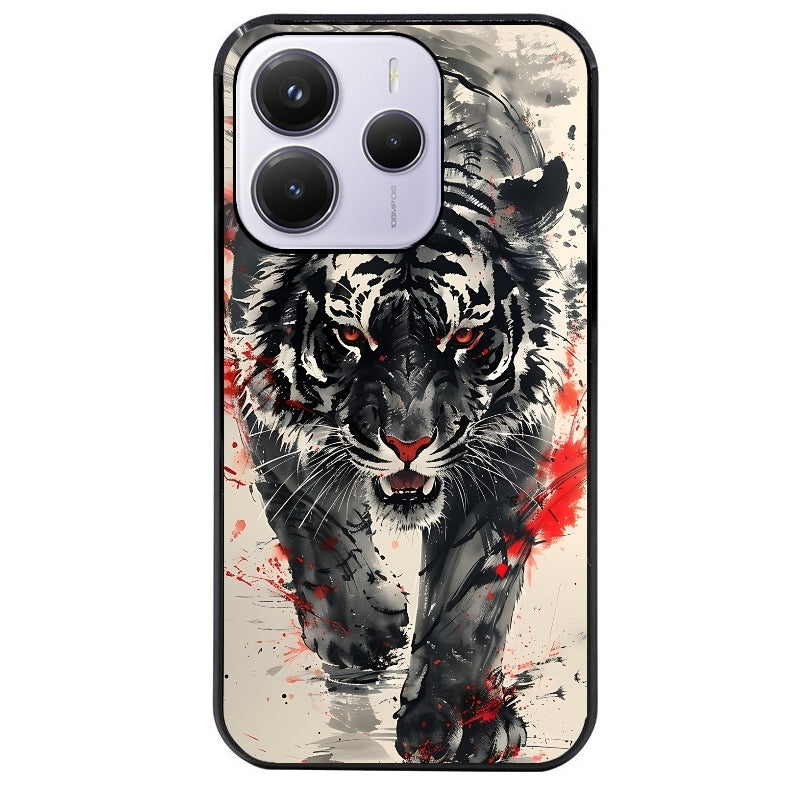 Coque noire taperso pour Redmi Note 14 et PRO PLUS 4G 5G avec motif tigre japan protection antichoc personnalisée