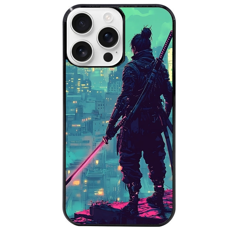Coque noire taperso pour Iphone 16 16E PLUS MAX PRO avec motif samourai new york protection antichoc personnalisée