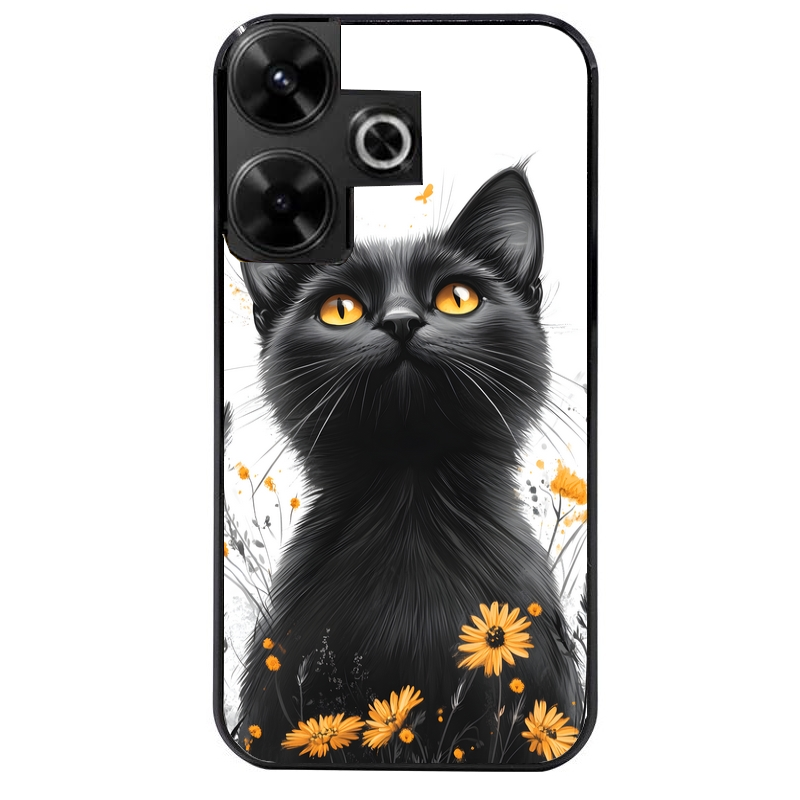 Coque noire taperso pour Redmi 13 4G avec motif chat eyes protection antichoc personnalisée
