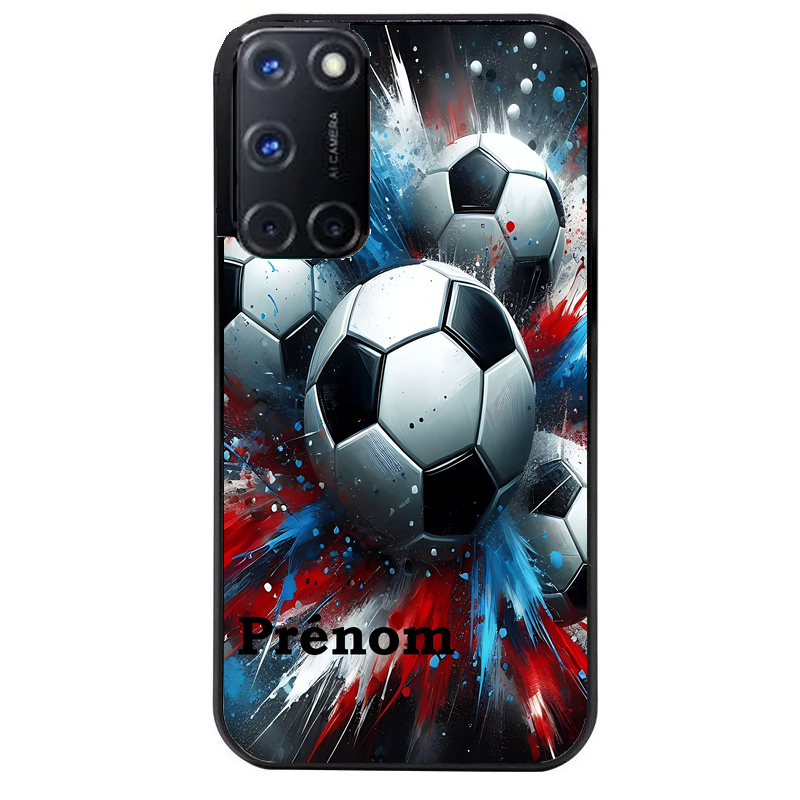Coque noire taperso pour OPPO Reno 8 LITE avec motif foot tricolore personnalisee protection antichoc personnalisée