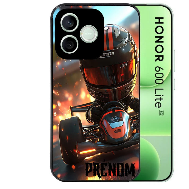 Coque noire pour Honor 600 LITE avec motif karting f1 personnaliséee protection antichoc personnalisée
