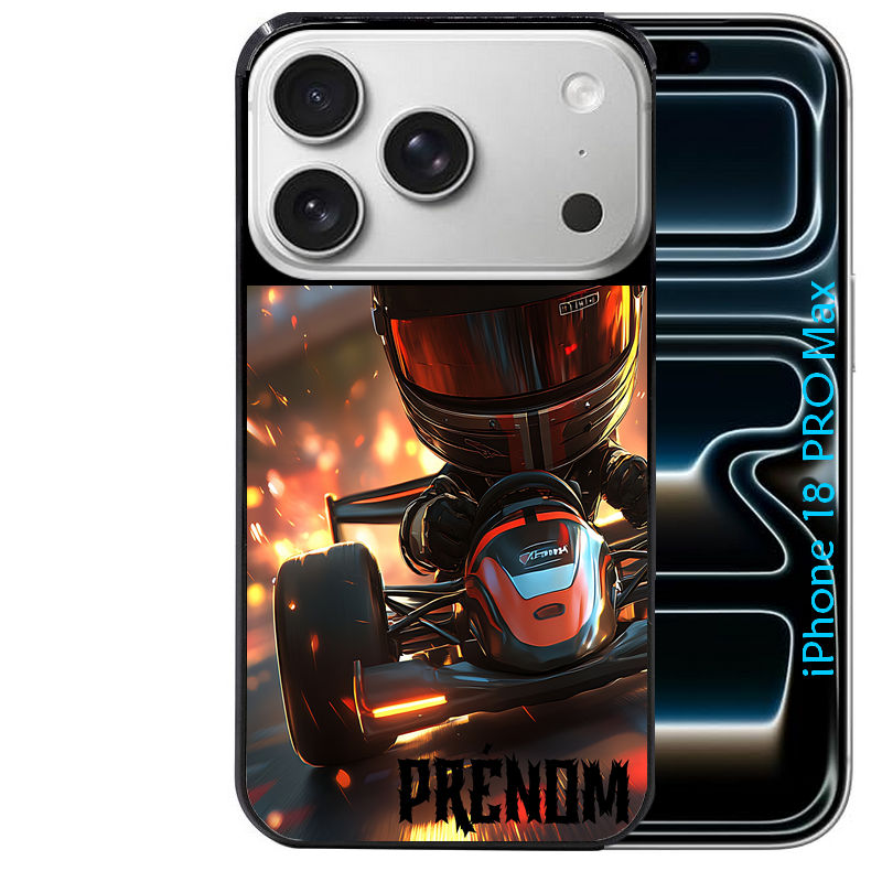 Coque pour Iphone 18 / PRO / PRO MAX / 18E personnalisée karting F1