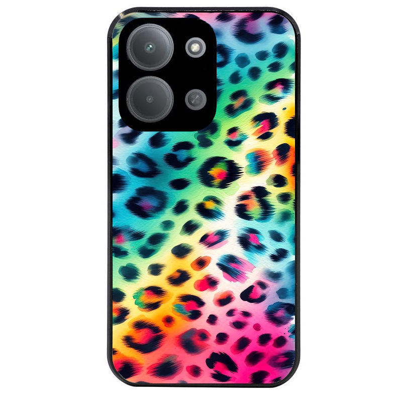 Coque noire taperso pour POCO C85 avec motif leopard arc protection antichoc personnalisée