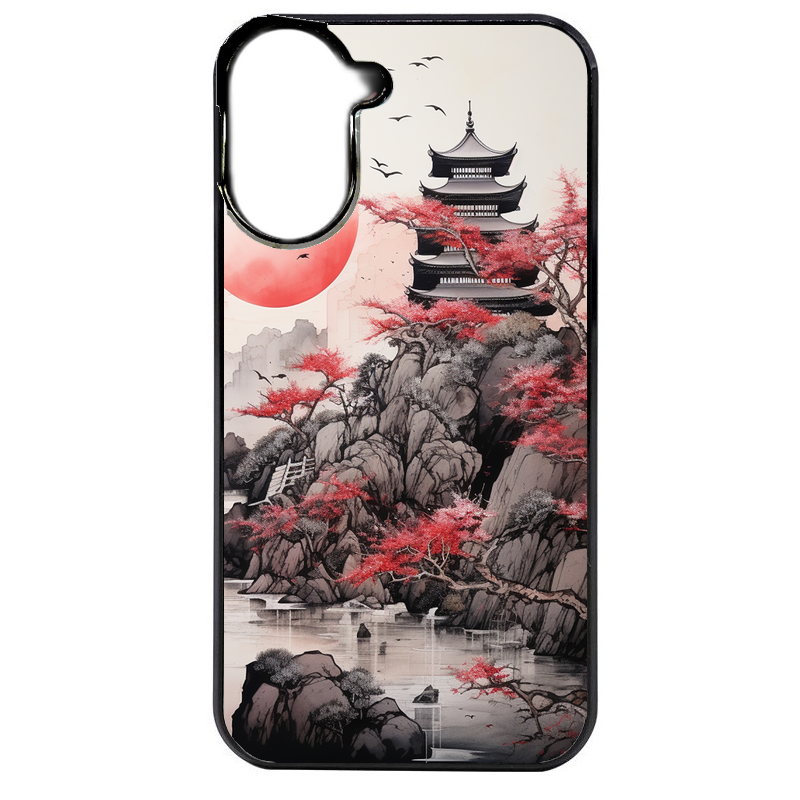 Coque noire taperso pour Redmi A5 4G avec motif japan et temple protection antichoc personnalisée
