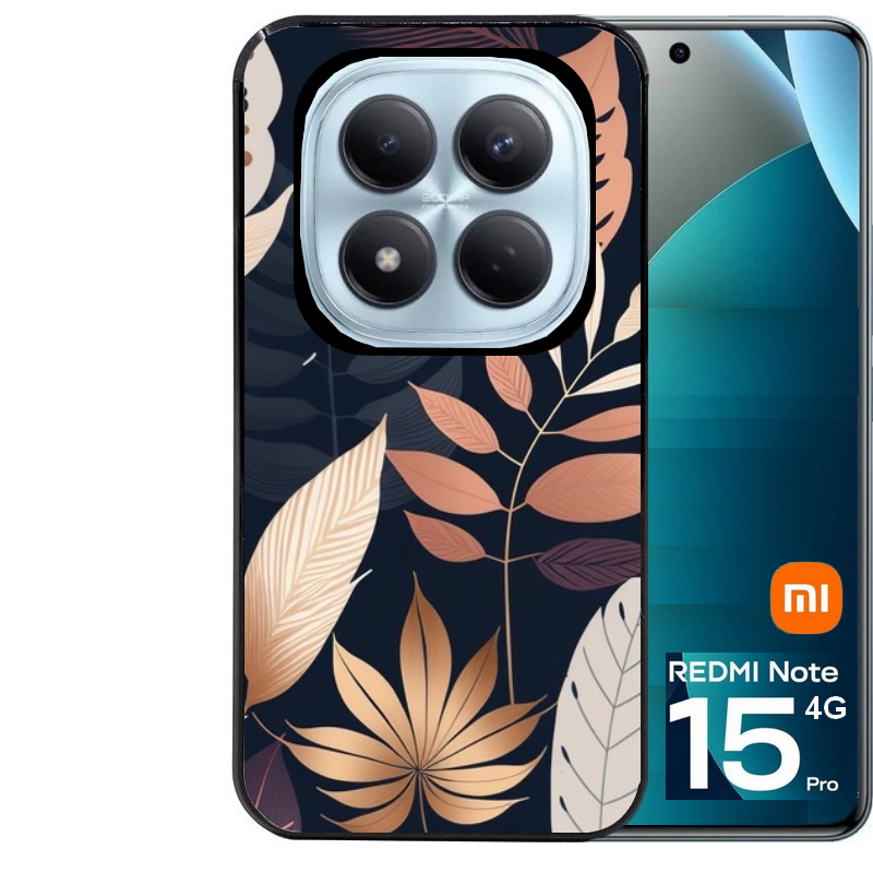 Coque noire taperso pour Redmi Note 15 et PRO PLUS 4G 5G avec motif jungle et feuilles protection antichoc personnalisée