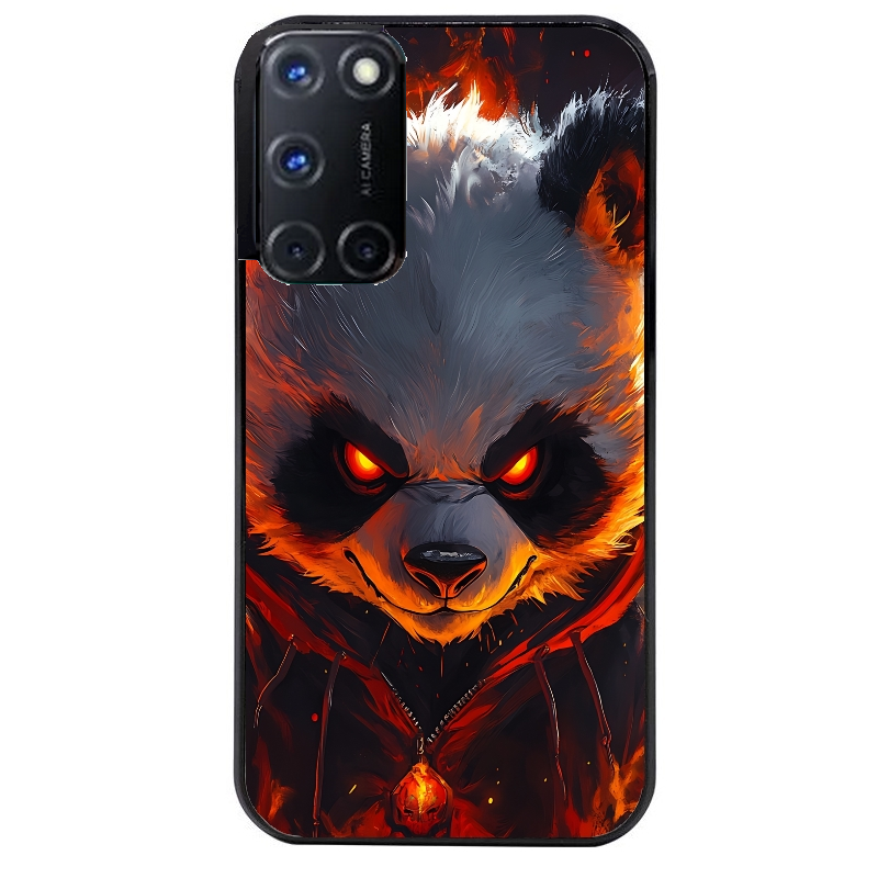 Coque noire taperso pour OPPO A72 4G avec motif panda very angry protection antichoc personnalisée