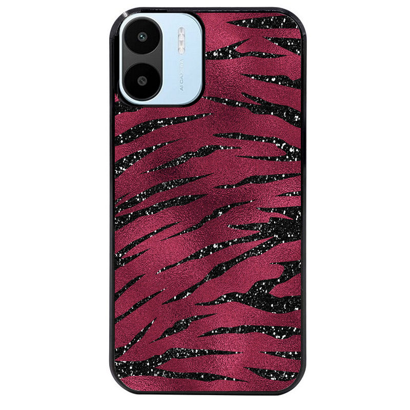 Coque noire taperso pour Redmi A1 et A2 avec motif zebre grenat protection antichoc personnalisée
