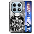 Coque noire taperso pour Redmi Note 15 et PRO PLUS 4G 5G avec motif tete de mort gamer beton protection antichoc personnalisée