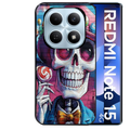 Coque noire taperso pour Redmi Note 15 et PRO PLUS 4G 5G avec motif tete de mort tag protection antichoc personnalisée