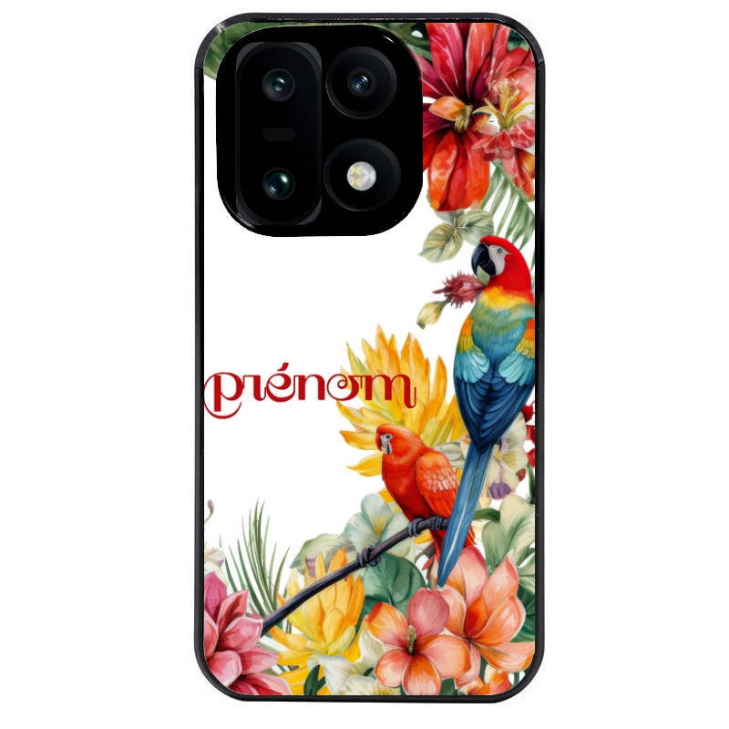 Coque noire taperso pour OnePlus 15 avec motif perroquet personnalisee protection antichoc personnalisée