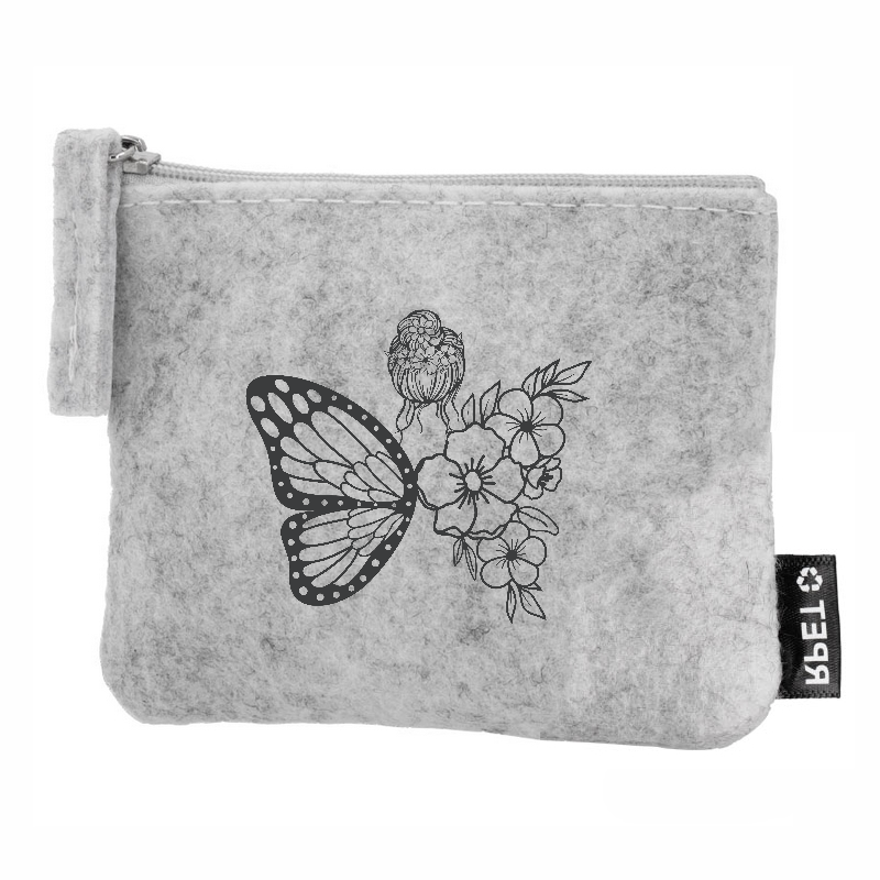 Porte monnaie personnalisé femme papillon en feutrine en feutrine