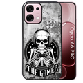 Coque noire taperso pour OPPO A6 PRO 4G et 5G avec motif tete de mort gamer beton protection antichoc personnalisée