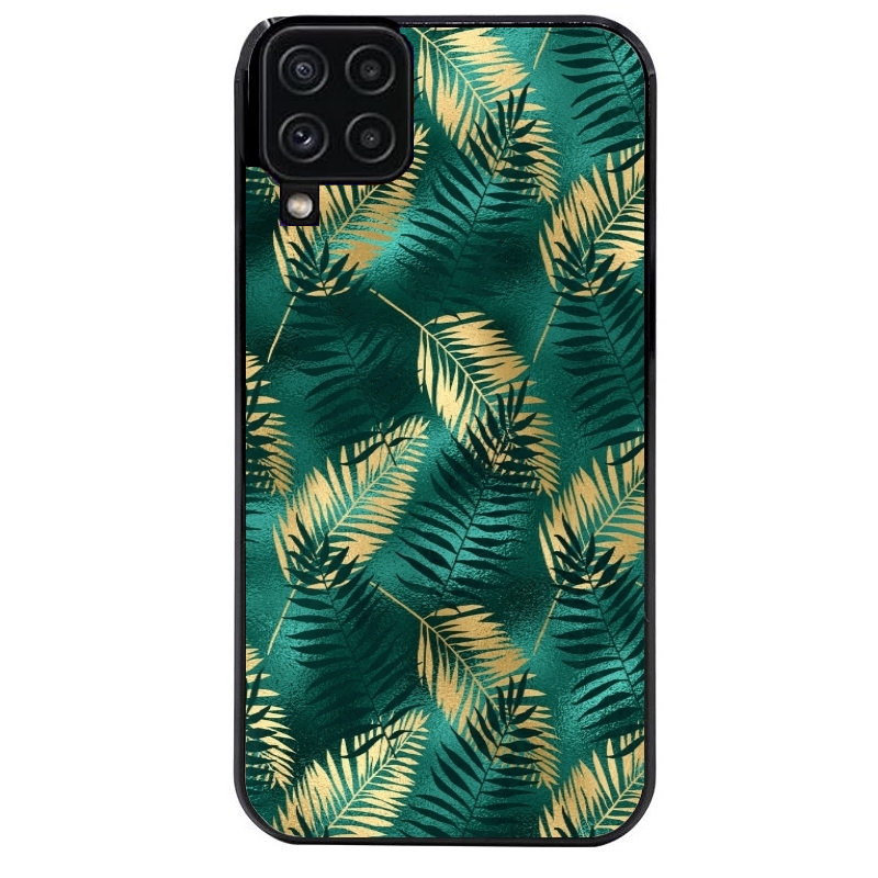 Coque noire taperso pour galaxy A22 A32 A52 A52S 4G 5G  avec motif palmier vert protection antichoc personnalisée