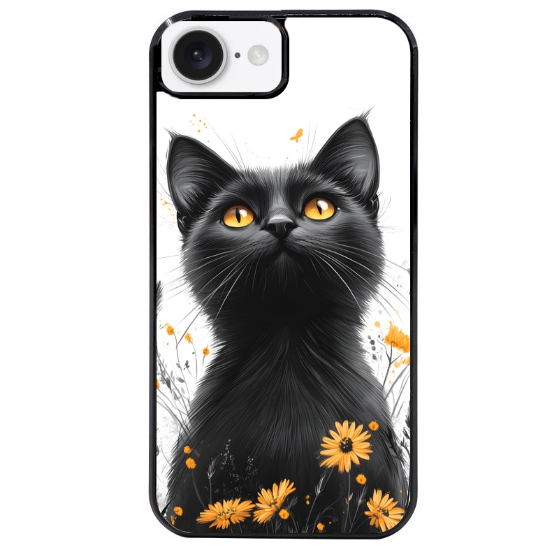 Coque noire taperso pour Iphone 16 16E PLUS MAX PRO avec motif chat eyes protection antichoc personnalisée