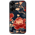 Coque noire taperso pour POCO M6 4G avec motif fleur japan protection antichoc personnalisée