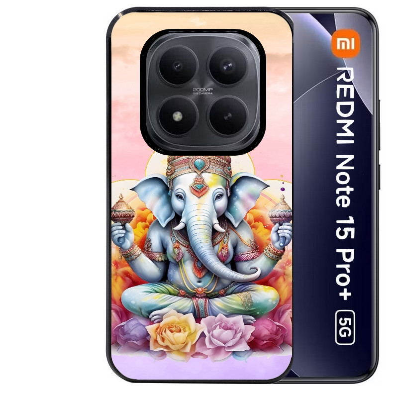 Coque noire taperso pour Redmi Note 15 et PRO PLUS 4G 5G avec motif elephant namaste protection antichoc personnalisée