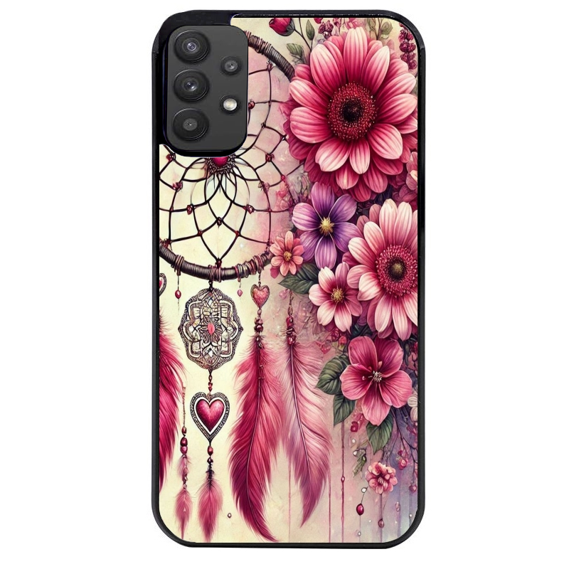 Coque noire taperso pour galaxy A22 A32 A52 A52S 4G 5G  avec motif dreamcatcher et coeur protection antichoc personnalisée
