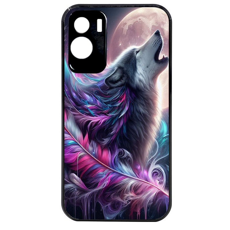 Coque noire taperso pour Honor 70 LITE 90 et LITE avec motif loup et plume protection antichoc personnalisée