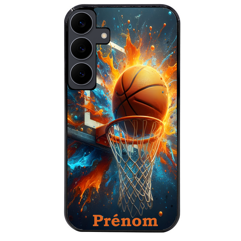 Coque noire taperso pour galaxy A06 A16 A26 A36 A56 avec motif basket ball color personnalise protection antichoc personnalisée