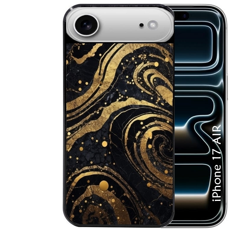 Coque noire taperso pour Iphone 17 17E AIR MAX PRO avec motif marbre noir protection antichoc personnalisée