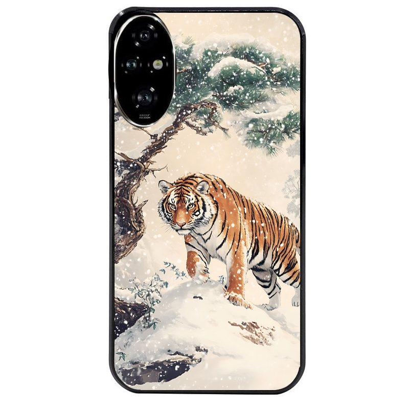 Coque noire taperso pour Honor 200 et Lite Pro Smart avec motif tigre bonzai protection antichoc personnalisée