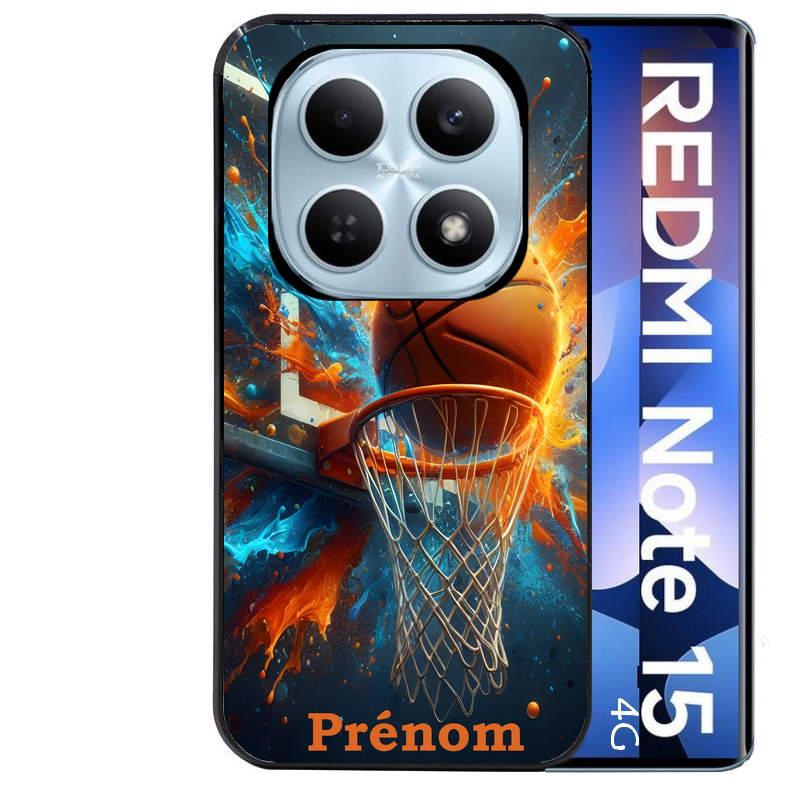 Coque noire taperso pour Redmi Note 15 et PRO PLUS 4G 5G avec motif basket ball color personnalise protection antichoc personnalisée