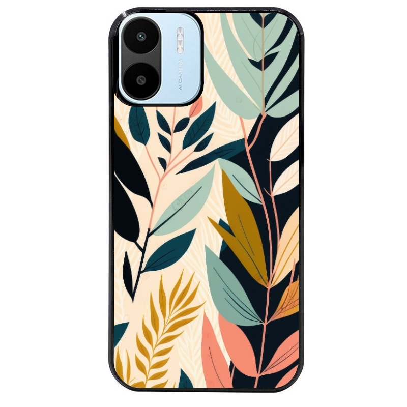 Coque noire taperso pour Redmi A1 et A2 avec motif vintage et fleur protection antichoc personnalisée