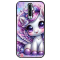 Coque noire taperso pour OPPO Reno 2 et 2Z avec motif licorne violette protection antichoc personnalisée