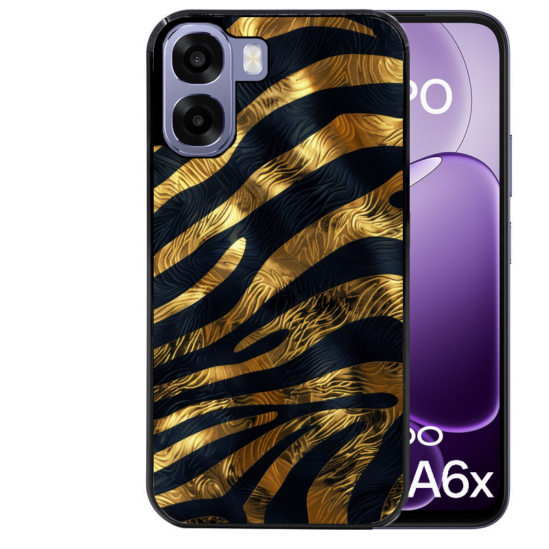 Coque noire taperso pour OPPO A6 A6X 4G et 5G avec motif zebre gold protection antichoc personnalisée