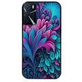 Coque noire taperso pour OPPO A16 et A16S avec motif tropical violet et des fleurs protection antichoc personnalisée