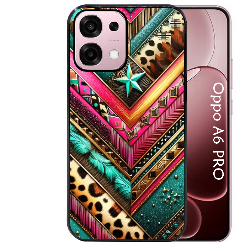 Coque noire taperso pour OPPO A6 PRO 4G et 5G avec motif chevron texas protection antichoc personnalisée