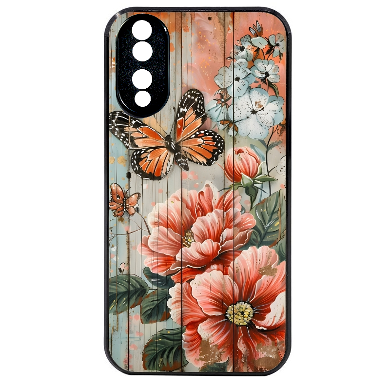 Coque noire taperso pour Honor 70 LITE 90 et LITE avec motif bois et papillon 3 protection antichoc personnalisée