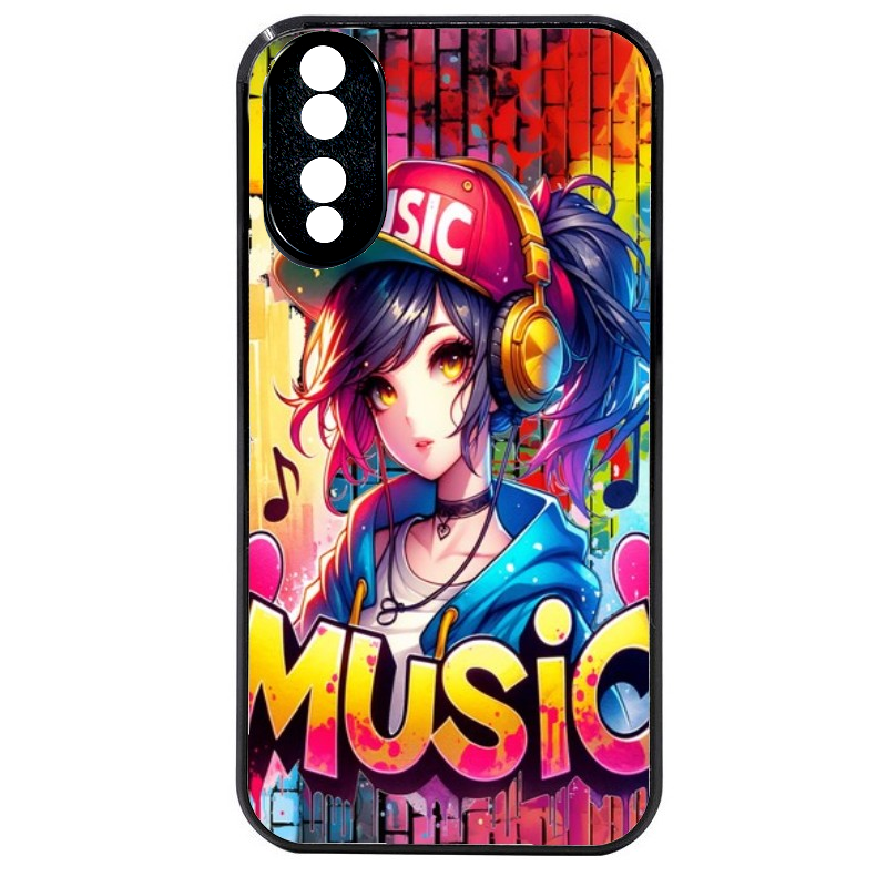 Coque noire taperso pour Honor 70 LITE 90 et LITE avec motif anime manga et music protection antichoc personnalisée