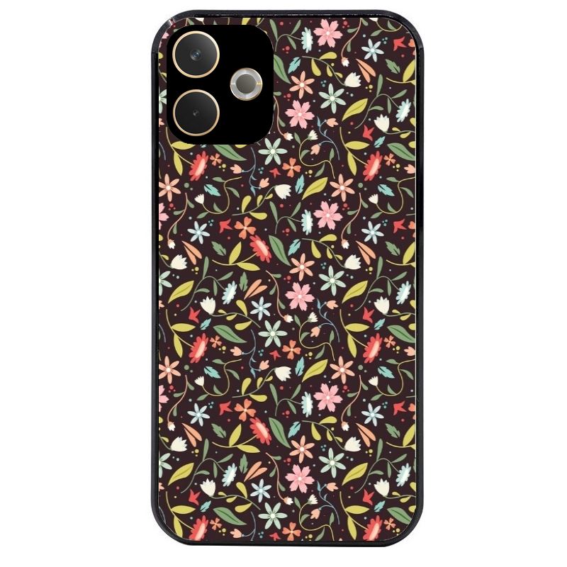 Coque noire taperso pour OPPO A5 PRO 4G et 5G avec motif petites feurs multicolores protection antichoc personnalisée