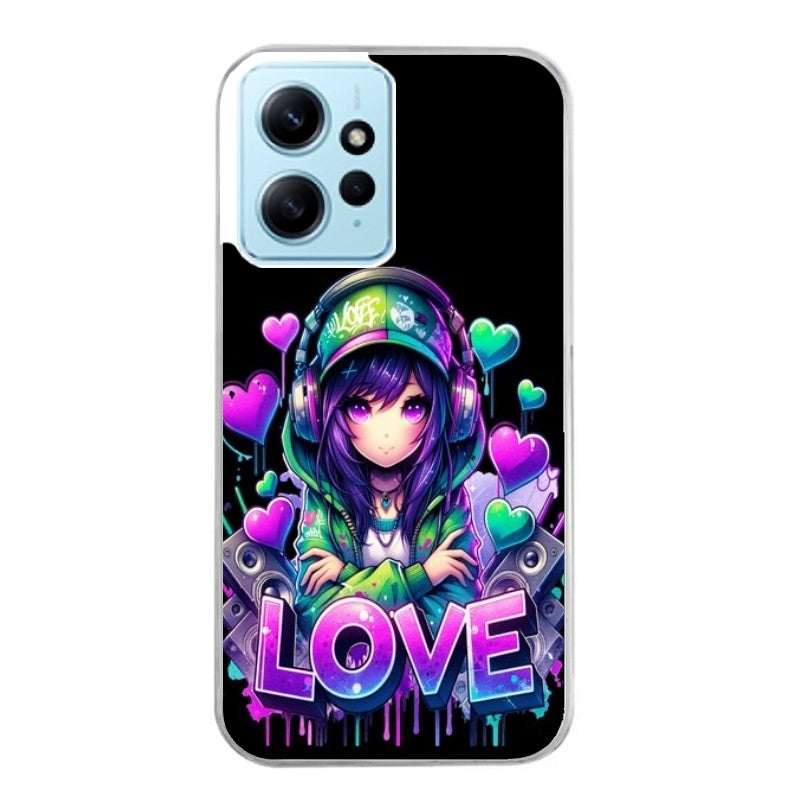 Coque taperso pour Redmi Note 12 4G 5G PRO 4G avec motif anime manga et love protection antichoc personnalisée