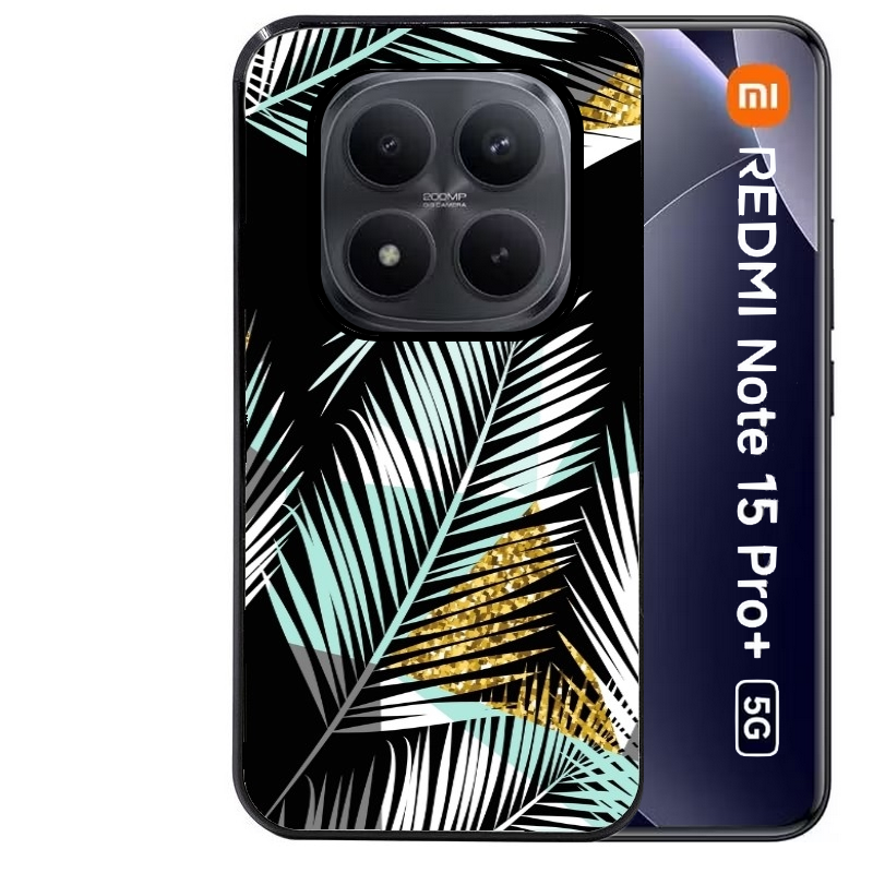 Coque noire taperso pour Redmi Note 15 et PRO PLUS 4G 5G avec motif palmier noir protection antichoc personnalisée
